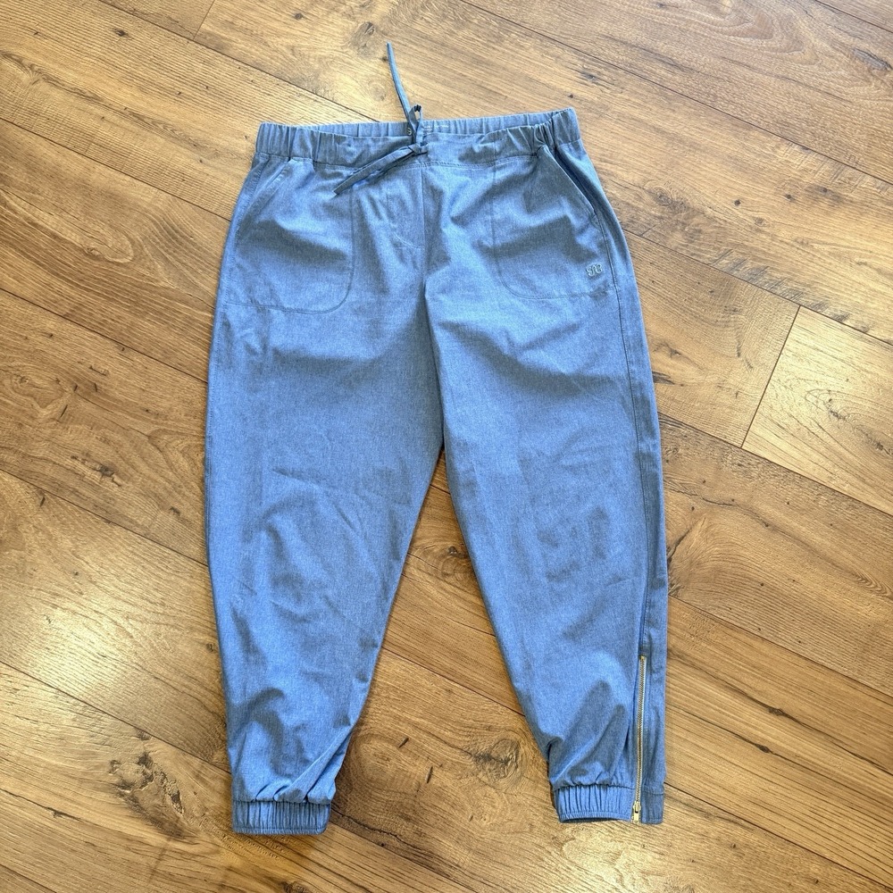 Albion Women's Jetsetter Jogger Pants Zipper Ankles Nylon Travel Blue Sz M - Picture 1 of 3
